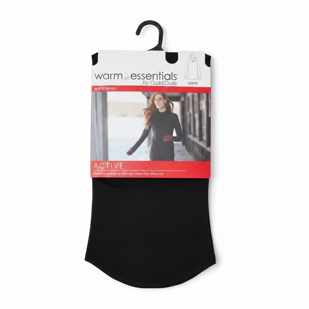 Warm Essentials by Cuddl Duds Active Black Hooded Thermal Base Layer Top Medium